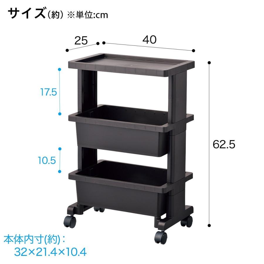 ニトリ（NITORI） 軽くて組立簡単 テーブルワゴンコンパクト(3段