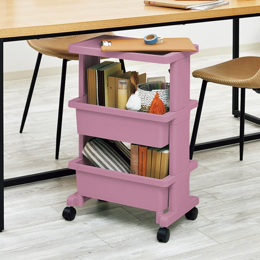 ニトリ 軽くて組立簡単 テーブルワゴンコンパクト(3段 ローズ JW35