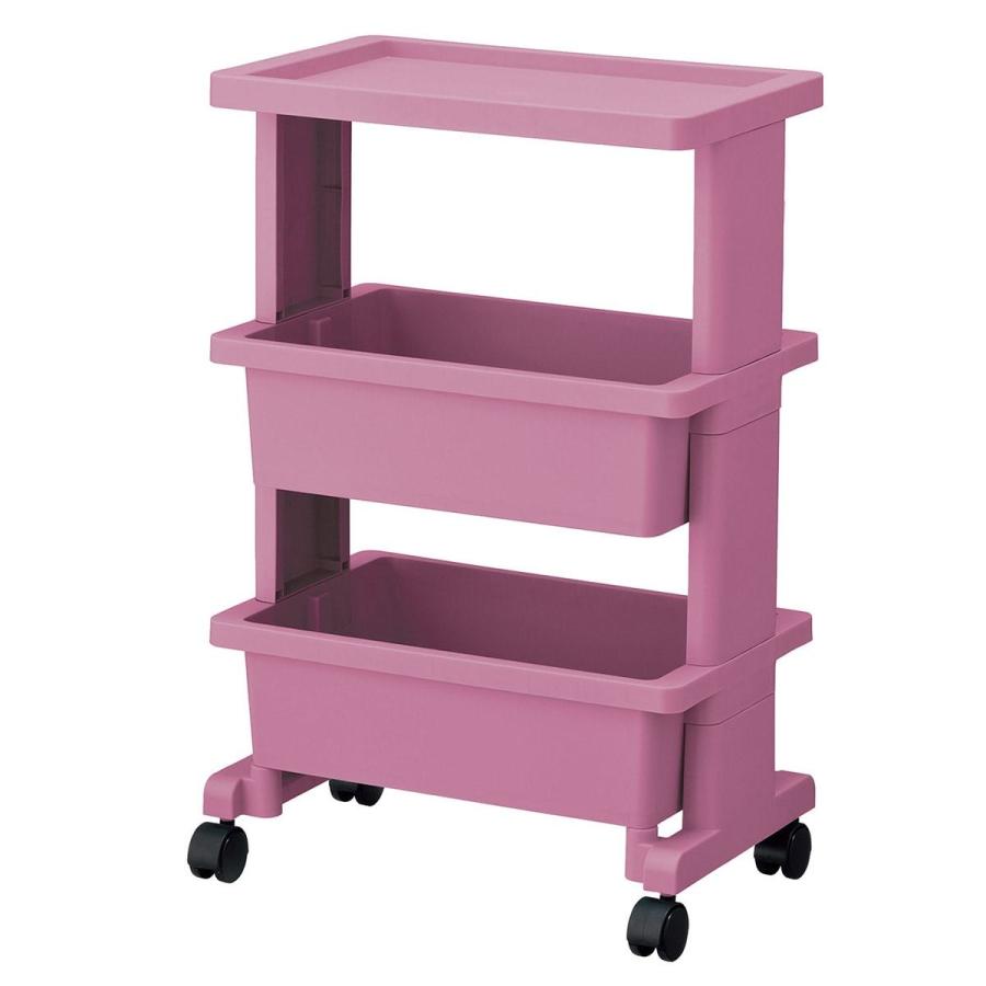ニトリ 軽くて組立簡単 テーブルワゴンコンパクト(3段 ローズ JW35