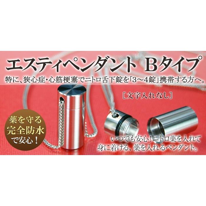 エスティペンダントB タイプ ニトロ 舌下錠 3-4錠用 送料 無料 ネックレス チェーン 長さ 65cm 付きの画像