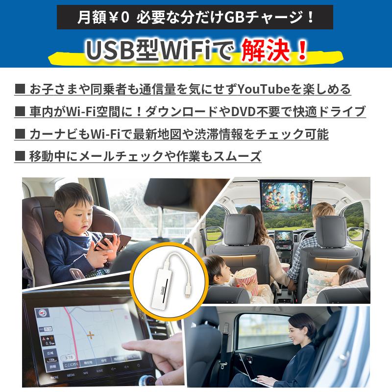 車載 USB型WiFi スティック チャージ式 リチャージ バッテリーレス