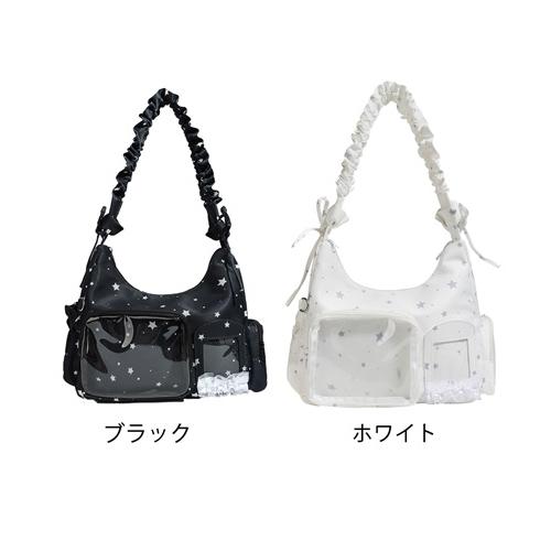 レディース BadBlue 星柄 トートバッグ グレー Y2K