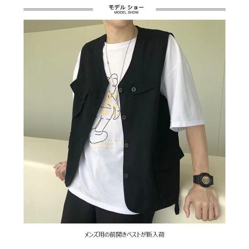チョッキ ベスト メンズ ジレベスト 前開き ジレ ゆったり ワーク風 サマーベスト 大きいポケット お洒落 アウター ノースリーブ 春秋 夏 Busnans One Leaf 通販 Yahoo ショッピング