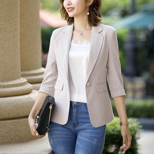 7分袖 テーラードジャケット レディース 夏 通勤 Ol オフィス ブラック グレー ジャケット 薄手 サマージャケット スーツジャケット Nit Kitoya One Leaf 通販 Yahoo ショッピング