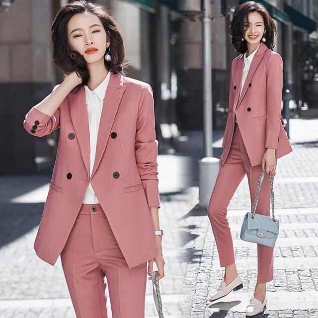 スーツ オシャレ レディース カジュアルスーツ セットアップ パンツスーツ ブラック 通勤 Ol 春 夏 秋 スーツ ブルー ピンク 2点セット Nit Kitoya One Leaf 通販 Yahoo ショッピング