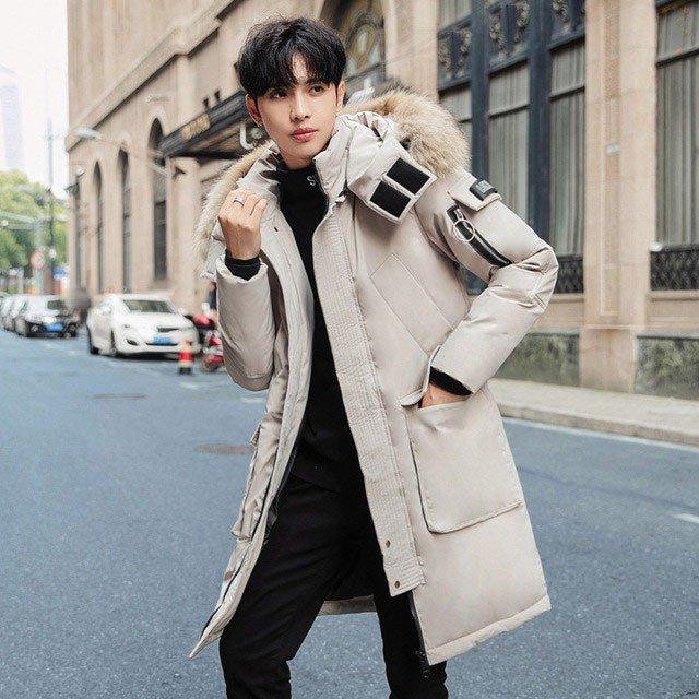 ダウンコート メンズ 大きいサイズ フード付き ファー ロングコート 黒 ブラック 秋冬新作 メンズアウター ダウンジャケット 開店祝い