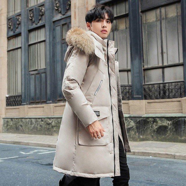 ダウンコート メンズ 大きいサイズ フード付き ファー ロングコート 黒 ブラック 秋冬新作 メンズアウター ダウンジャケット 開店祝い