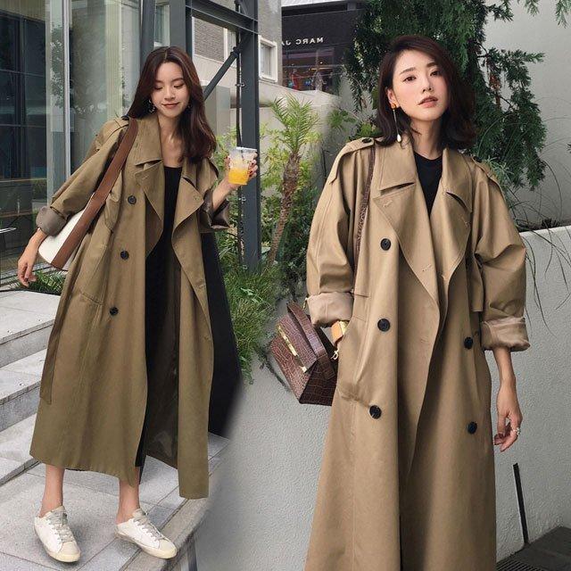 トレンチコート レディース 超ロングコート 代 30代 カーキ アーミーグリーン スプリングコート アウター ロングコート 無地 ゆったり 春 秋 Nit Kitoya One Leaf 通販 Yahoo ショッピング