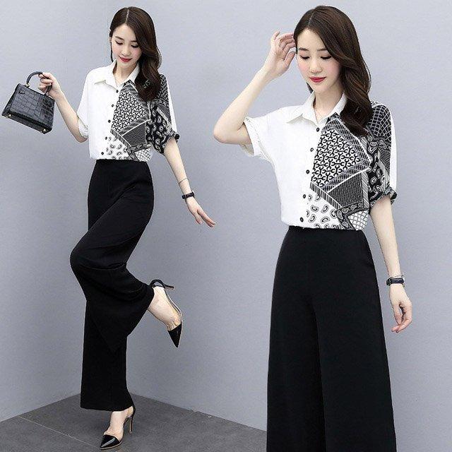 シャツ ワイドパンツ レディース セットアップ 長袖シャツ プリント お洒落 ガウチョパンツ 上下セット 30代 40代 通勤 Ol 大きいサイズ 2点セット 60 Off