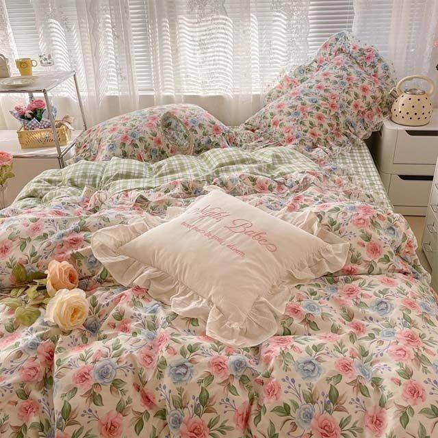 ベッドカバーセット 韓国 花柄 レース お姫様 布団カバーセット フリル 女の子 寝具カバーセット チェック柄 グリーン 綿 コットン 寝室用品 Nit Kitoya One Leaf 通販 Yahoo ショッピング