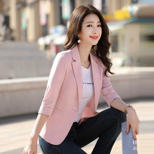 7分袖 テーラードジャケット レディース 夏 細身ジャケット 着痩せ サマージャケット 通勤 Ol オフィス ピンク ブラック 大きいサイズ Nit Kitoya One Leaf 通販 Yahoo ショッピング