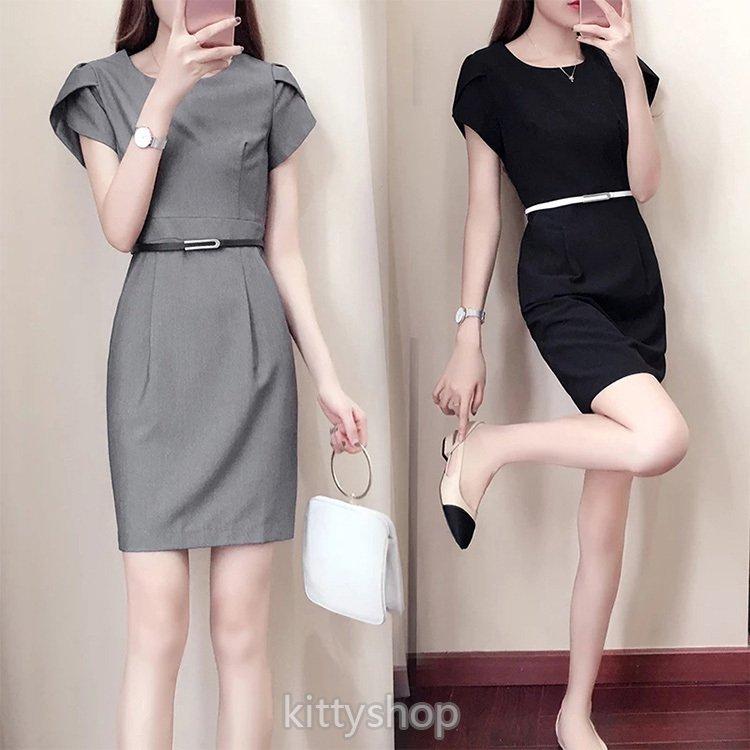 タイトワンピース グレー 黒 事務服 フォーマル ワンピース 通勤 Ol オフィス 30代 40代 ワンピース ブラック 半袖 夏 無地 ワンピース Nit Kitoya One Leaf 通販 Yahoo ショッピング