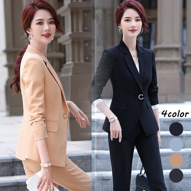 スーツ レディース ブラック グレー フォーマル オフィススーツ 春 秋 パンツスーツ 2点セット 大きいサイズ 通勤 Ol ブルー オレンジ Nit Kitoya One Leaf 通販 Yahoo ショッピング