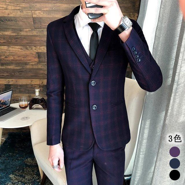 新品入荷 メンズスーツ ビジネススーツ セットアップ メンズスーツ 3点セット ビジネス フォーマルスーツ チェック柄 成人式 紳士服 通勤服 結婚式 宴会 発表会 スーツセット 代30代40代 ビジネススーツ Chapayom Com