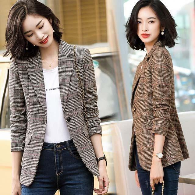 チェック柄ジャケット レディース 春秋 おしゃれ テーラードジャケット 韓国風 グレー アウター 通勤 Ol オフィス スーツジャケット コート Nit Kitoya One Leaf 通販 Yahoo ショッピング