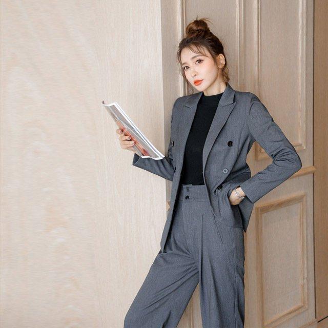 レディース スーツ グレー 代 30代 ワイドパンツ パンツスーツ カジュアル 体型カバー 着痩せ 春 秋 オシャレ パンツセットアップ Nit Kitoya One Leaf 通販 Yahoo ショッピング