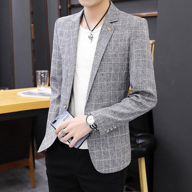 グレー チェック柄 テーラードジャケット メンズ 薄手 春 夏 ブレザー ジャケット ブルー パーティー 結婚式 フォーマル スーツジャケット 通勤 Nit Kitoya One Leaf 通販 Yahoo ショッピング