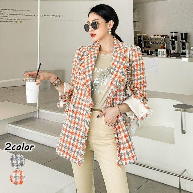 ツイード テーラードジャケット レディース チェック柄 秋 冬 ジャケット アウター 韓国風 通勤 Ol 30代 40代 お洒落 ラシャコート Nit Kitoya One Leaf 通販 Yahoo ショッピング