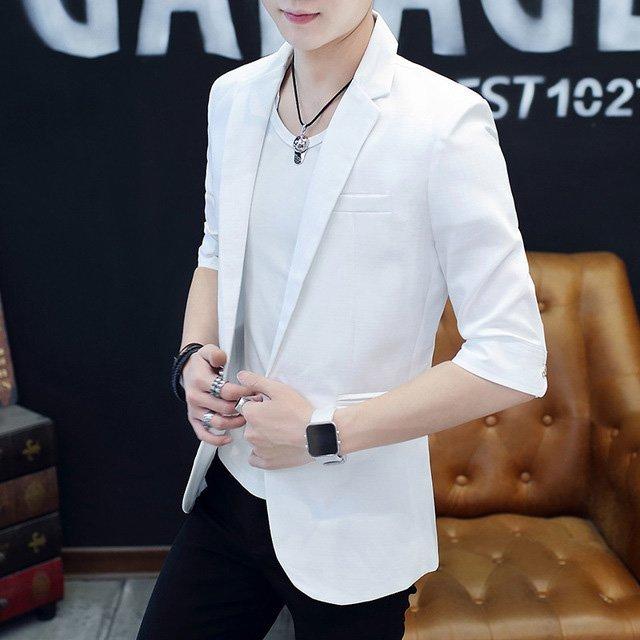 名入れ無料 ジャケット 7分袖 テーラードジャケット メンズ 夏 サマージャケット 7分袖 テーラードジャケット メンズ 夏 サマージャケット ホワイト ブレザー 薄手 ジャケット カジュアル ブラック 通勤 就職活動 Www Threeriversofs Com