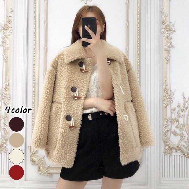 ムートンコート ショート丈 ジャケット レディース 冬 ダッフルコート アウター ファー 毛皮コート 赤 ベージュ ホワイト 代 30代 無地 Nit Kitoya One Leaf 通販 Yahoo ショッピング