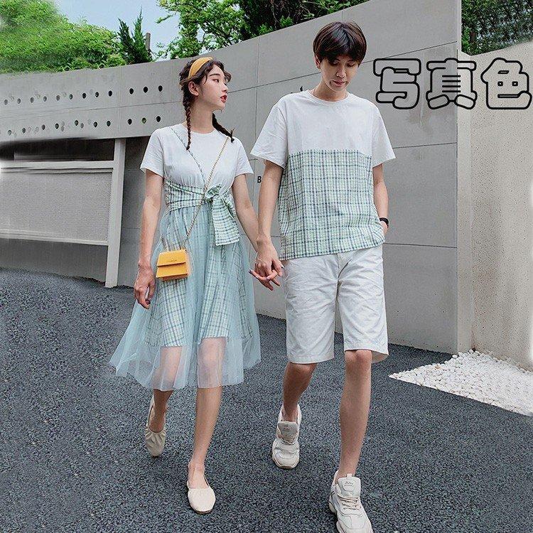 ペアルック カップルtシャツ ワンピース ペアルック半袖 恋人 チェック柄 カップル夏服デート着 19 新作 単品売り Onlnans One Leaf 通販 Yahoo ショッピング