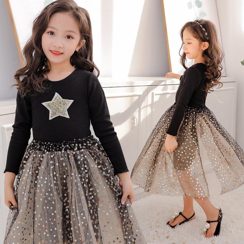 希少 散歩 レジャー 秋冬 アウトウエア お出かけ ワンピース 女の子 女児 長袖 女の子 スタンドカラー 切り替え ニット チュール ワンピース チュニック Size 1 Www Cognitiva La