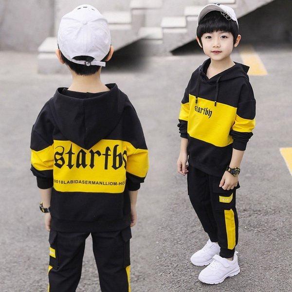 子供服 セットアップ男の子 韓国子供服 キッズ ジュニア 春秋 上下セット トップス2点セット 長袖パーカーパンツ可愛い おしゃれ 通学着 新しく着き