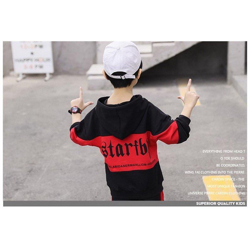 子供服 セットアップ男の子 韓国子供服 キッズ ジュニア 春秋 上下セット トップス2点セット 長袖パーカーパンツ可愛い おしゃれ 通学着 新しく着き