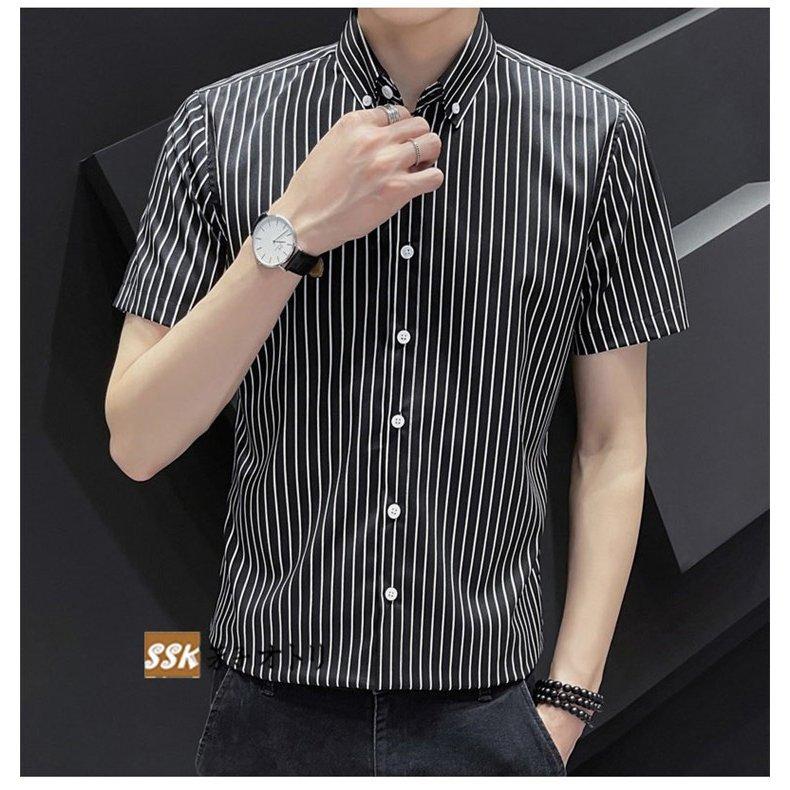 ボダンダウンシャツ ストライプシャツ メンズ 夏服 カジュアルシャツ 半袖シャツ スリムシャツ 40代 50代 F1gogll8ao ファッション allgolf Com
