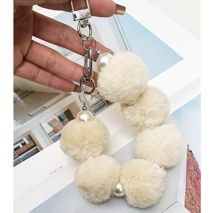 ポンポン バッグチャーム ファー ハンドストラップ ハンドル 持ち手