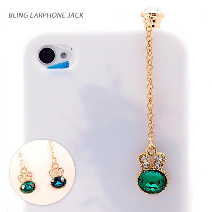 イヤホンジャック ラビット スマホピアス ウサギ ホコリ防止 水侵入防止 かわいい ラインストーン キラキラ キュート ゴールド