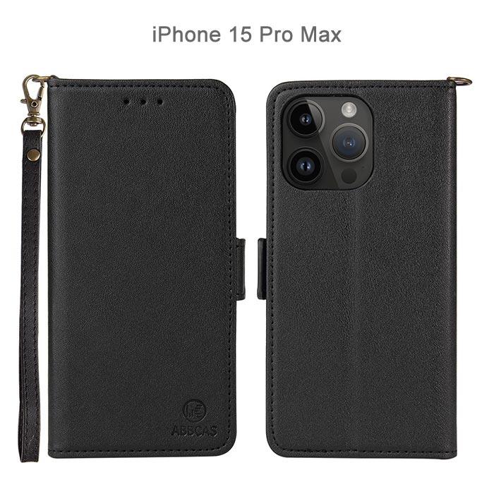 ケース 手帳型 ストラップ付き iPhone15Pro iPhone15ProMax 耐衝撃
