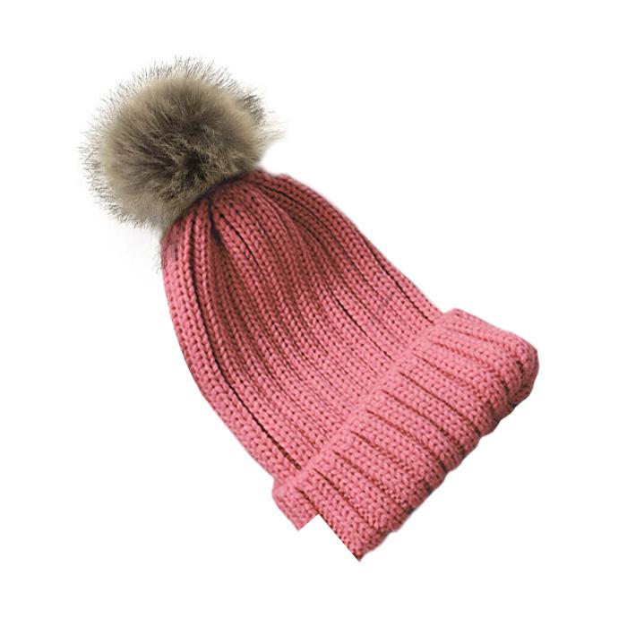 ニット帽 レディース ボンボン付き ファー 着脱可能 秋冬 防寒アイテム