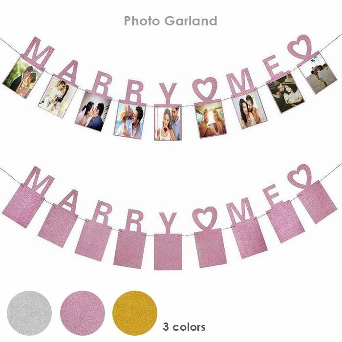フォトガーランド ウェルカムスペース プロポーズ Marry Me 装飾 可愛い 結婚式 デコレーション 写真を並べて飾れる Niuniu 通販 Yahoo ショッピング