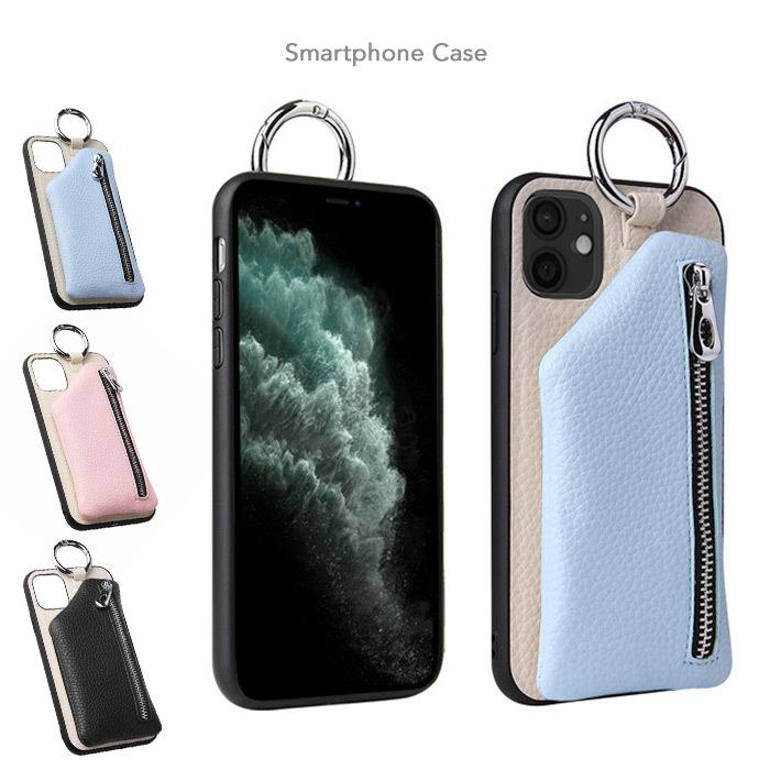 スマホケース iPhone12ProMax 背面型 ファスナーポケット 取り外し可能