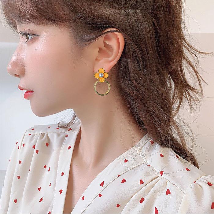 クリップ イヤリング 花 フラワー レディース スタッド ピアス 