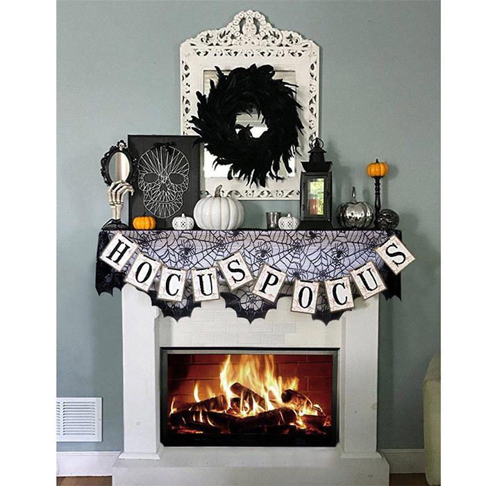 ハロウィン アクセントクロス 飾り コウモリ クモの巣 装飾 テーブル