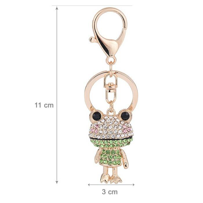 カエル キーホルダー ラインストーン バックチャーム キーリング