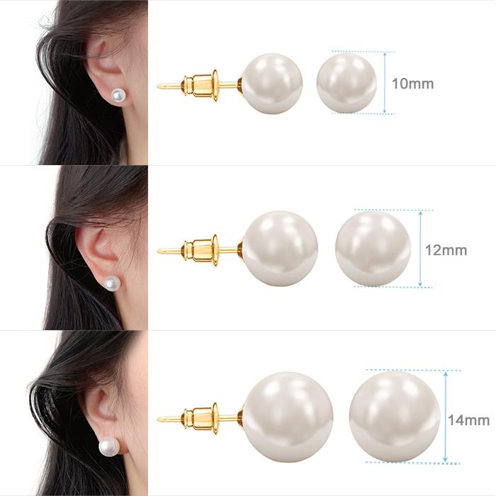 パール ピアス スタッドピアス 14mm 12mm 10mm 一粒 大粒パール パール ピアス スタッドピアス 14mm 12mm 10mm 一粒 大粒パール