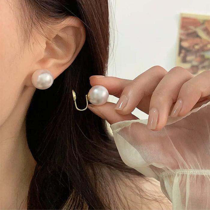 イヤリング パール 12mm ノンホールピアス 一粒 痛くない 10mm 14mm