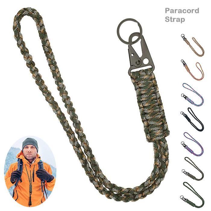 パラコードストラップ 迷彩柄 スマホ 編み込み ネックストラップ 首