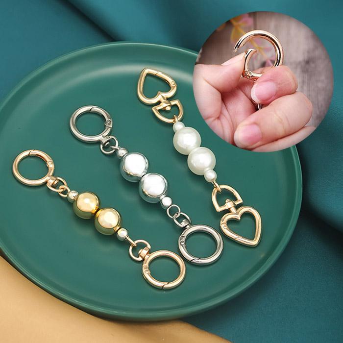 バッグ延長チェーン カラビナ パールストラップ バッグチャーム カード