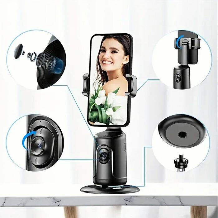 スマホ用ジンバル AI搭載 オートフェイストラッキング 360°回転 自動顔