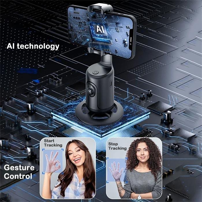スマホ用ジンバル AI搭載 オートフェイストラッキング 360°回転 自動顔