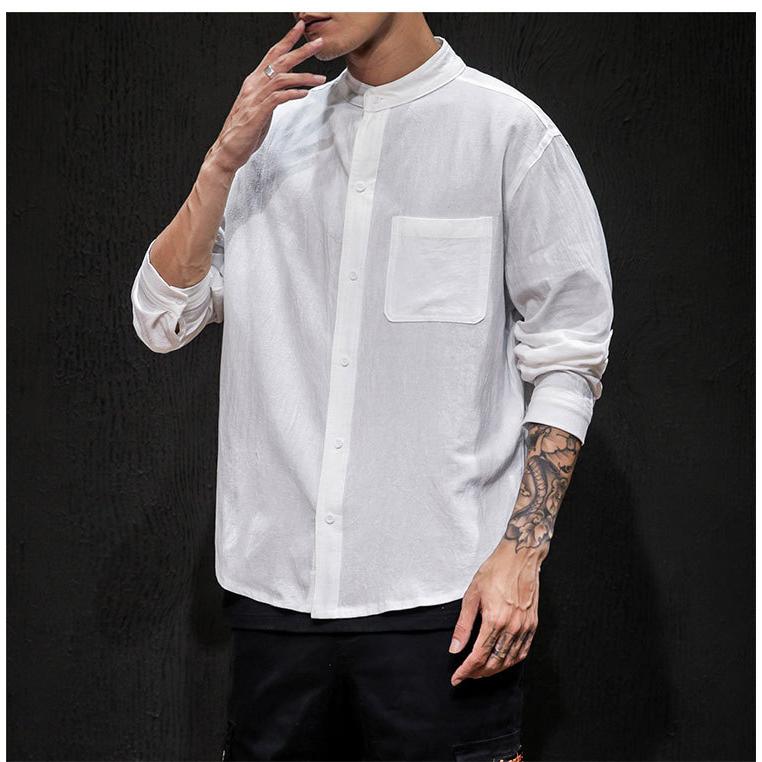 バンドカラーシャツ メンズ セール オリーブ L 2xl スタンドカラー 長袖シャツ カジュアルシャツ 大人 立ち襟 Nmas9 Niuniutop 通販 Yahoo ショッピング