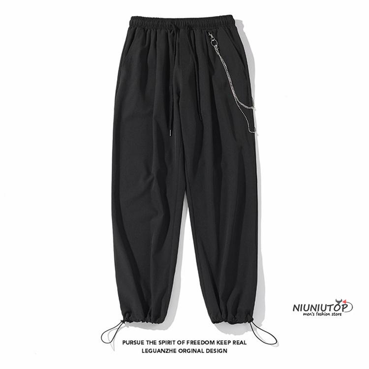 国内配送 ボトムス パンツ 春サルエル スポーツパンツ オシャレ コーデ30代40代 ジョガーパンツ メンズ 紐通し チェーン付き 無地 パンツ ボトムス パンツ 黒パンツ ロングパンツ ゆったりパンツ春 スボン夏 サルエル Www Virginiawaldenford Com