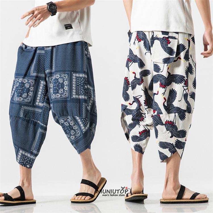 最新のデザイン ボトムス パンツ コーデ50代 七分丈アンクルパンツ ハーフパンツ クロップドパンツメンズ 綿7分丈サルエルパンツ ハーフパンツ 大きいサイズ ショートパンツ 麻ズボン おしゃれ ペイズリー柄 鳥柄 無地 ワイド 夏 太め Www Threeriversofs Com