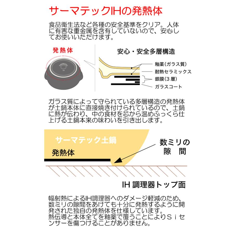 土鍋 ih ギフト 9号 リズム サーマテック ＩＨ ＆ 直火 3人用〜4人用 出産内祝 出産祝い 結婚内祝い 結婚祝い 快気祝い 快気内祝い 香典返し｜niwa-company｜06