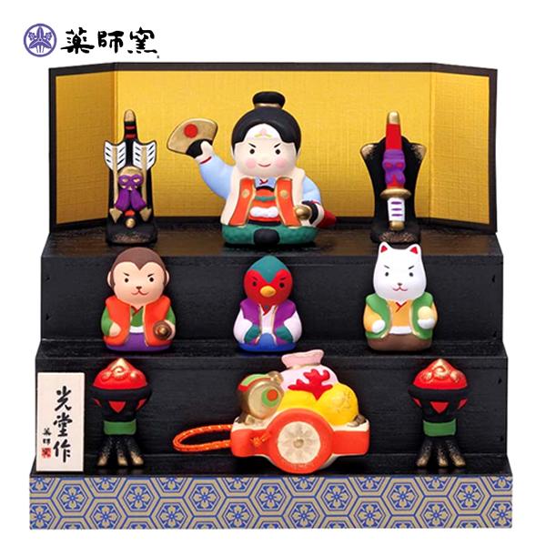 レビュー高評価のおせち贈り物 五月人形 薬師窯 錦彩段飾り 桃太郎 端午の節句 初節句 内祝い 内祝 御祝 ギフト 贈り物 兜 鎧 瀬戸焼 コンパクト Quran Unv Edu Sd