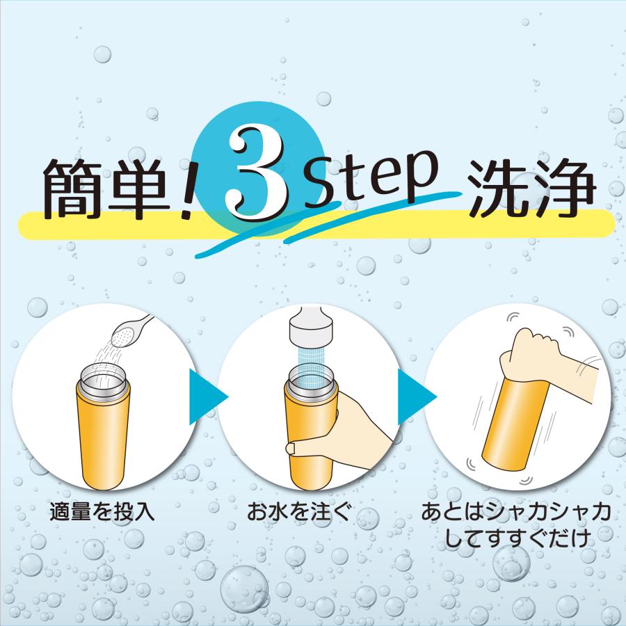 ブラシ・つけ置き不要　水筒・ボトルのつけ置き洗浄剤　100g/約20回分/塩素不使用/無香料｜niwakyu｜03